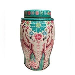 Williamson Elephant Tea Floral Spring Collectible Tin Caddy Container Empty